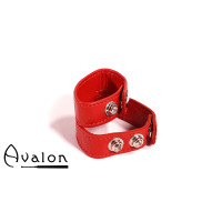 Avalon - PATIENCE - Dobbel penis og pungring i lær - Rød