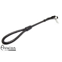 AVALON - BEYOND - Svart Loop Ridepisk i Glatt Lær