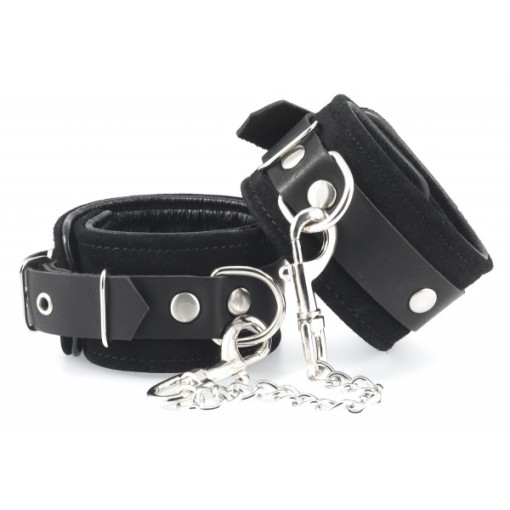 Rimba - Håndcuffs i lær, Sort - Semsket lær