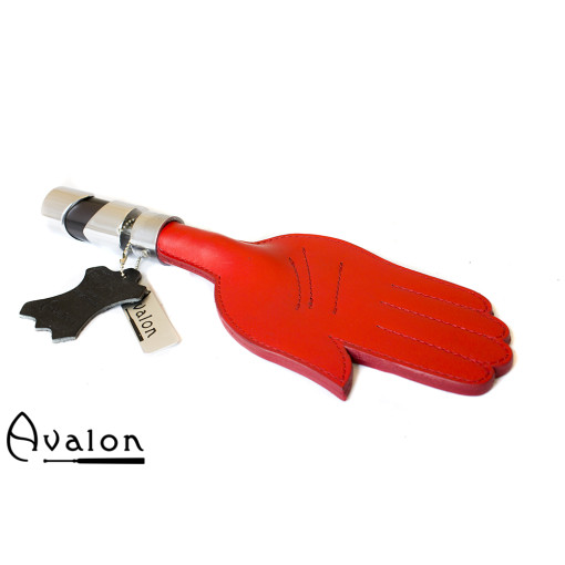 Avalon - SOLOMON - Paddle med håndform og metallhåndtak i sort og sølv - Rød