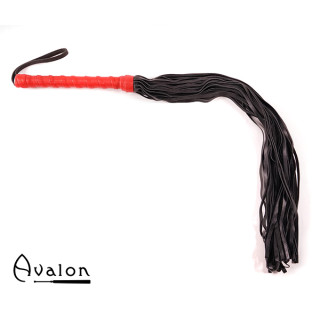 Avalon - LUCIUS - Sort og Rød Flogger i Mykt Lær
