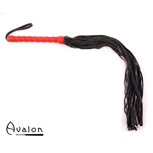 Avalon - LUCIUS - Sort og Rød Flogger i Mykt Lær