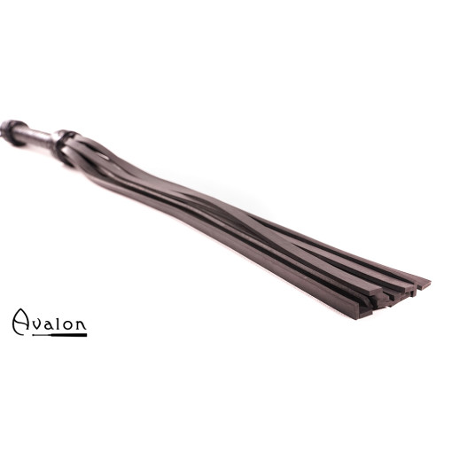 Avalon - LAMORAK - Massiv Flogger i Lær og Silikon - Sort 