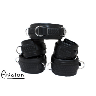 Avalon - LUST - Collar og Cuffs, 5 deler, Sort