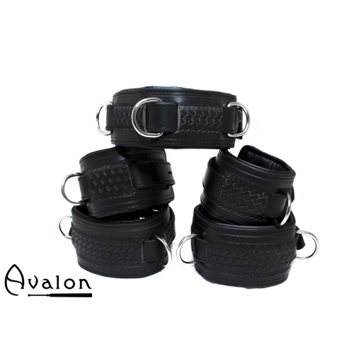 Avalon - LUST - Collar og Cuffs, 5 deler, Sort