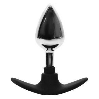 BQS - Metall Buttplug med Avlang Silikonstopper - Medium