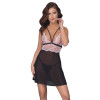 Cottelli Collection - Babydoll med blondeoverdel - Rosa/Sort
