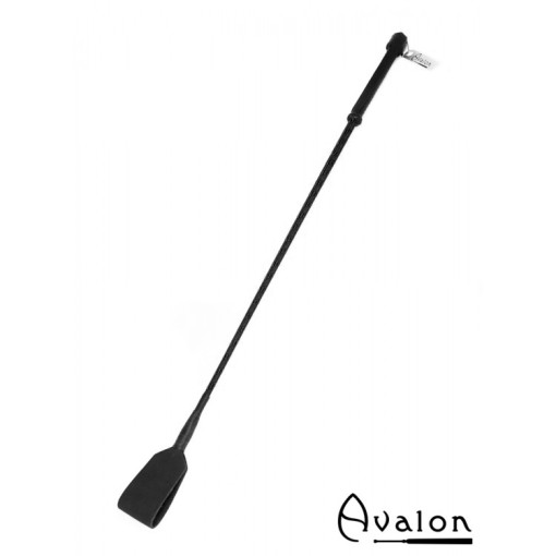 Avalon - CARESS - Klassisk Ridepisk i Lær med stor flipp - Sort