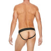 Ouch! Striped Front Zip Jock - Jockstrap - Bonded Leather - Sort/Blå