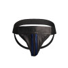 Ouch! Striped Front Zip Jock - Jockstrap - Bonded Leather - Sort/Blå