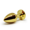 BQS - Buttplug i gullfarget metall med Krystall - Klar - Small