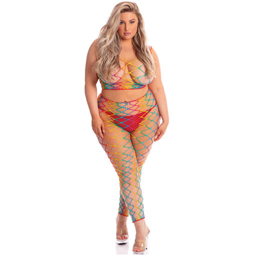 Pink Lipstick - Rainbow Stockings - Queen Size Pink Lipstick - Rainbow Stockings - Queen Size