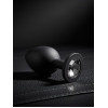 BQS - Sort Silikonbuttplug med Krystall - Klar - Medium