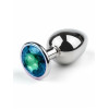 BQS - Buttplugg i metall med tofarget krystall -Blå/Grønn