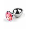 BQS - Buttplugg i metall med tofarget krystall - Oransje/Rosa 