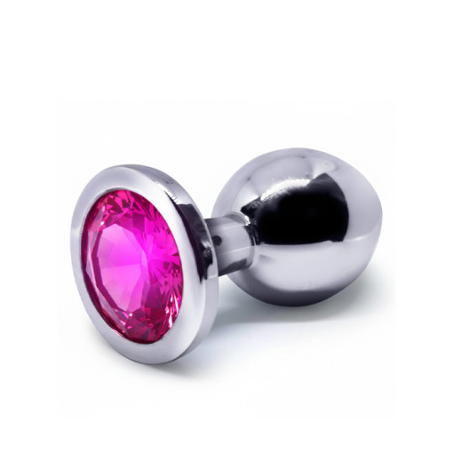 BQS - Buttplug i metall med Krystall - Knæsj Rosa - Medium