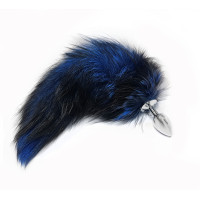 BQS - Buttplug med Sort og Mørk Blå Hale - Small