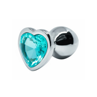 BQS - Buttplug med Hjertekrystall - Lys Blå - Medium