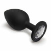 BQS - Sort Silikonbuttplug med Krystall - Klar - Medium