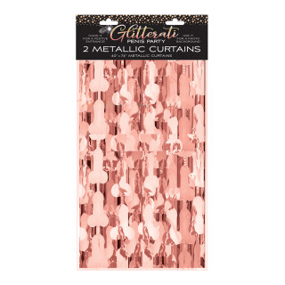 LITTLE GENIE  - Glitterati Peniser i folie forheng - Rosegull - 2 pk