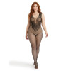 Gnist Undertøy - Netting Catsuit med Blomstermønster – Sort