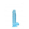 Realrock – Crystal Clear – Realistisk Dildo med Pung – Blå - 15 cm