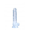 Realrock – Crystal Clear – Realistisk Dildo med Pung – Blå - 17 cm