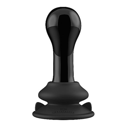 Chrystalino - Globy  - Sort glassdildo med vibrasjon og sugekopp 