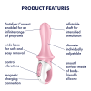 Satisfyer - Pump Booty 5+ Connect App - Oppblåsbar Analvibrator Rosa
