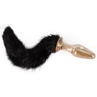 Buttplug i Glass Med Sort Hale