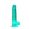 Realrock – Crystal Clear – Dildo med pung og sugekopp – Grønn - 21 cm