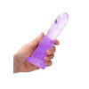 Realrock – Crystal Clear – Enkel dildo med sugekopp – Lilla - 17 cm