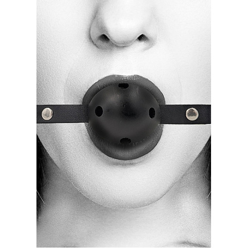 Ouch! Black & White - Ballgag med pustehull - Sort 
