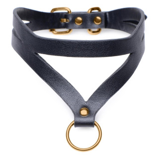 Master Series - Bondage Baddie Collar With O-ring  - Sort/Gull