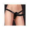 Ouch!  Ribbed Dobbel Strap-on Med Vibrasjon Og Justerbar Sele - Sort