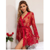 Gnist - Luksuriøs Kimono - Blonder - Rød Gnist - Luksuriøs Kimono - Blonder - Rød