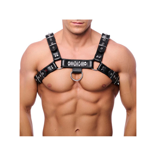 Red Leather - Harness i lær - Sort S/M
