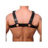Red Leather - Bulldog Harness i sort lær med sorte detaljer - S/M