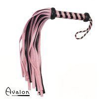 Avalon - HEIR - Rosa og Sort Flogger med 36 Haler i Semsket Lær 